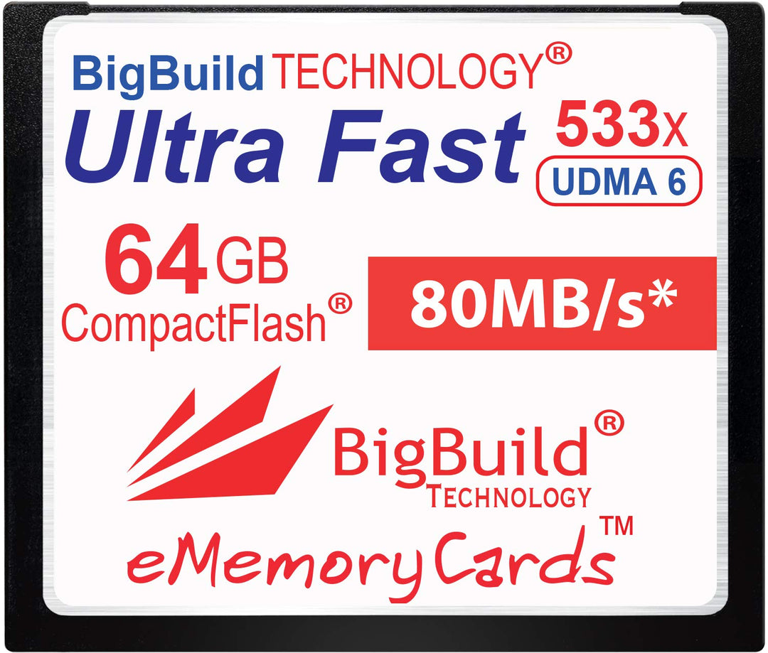 eMemoryCards 64GB Ultra Fast 80MB/s CompactFlash Speicherkarte kompatibel mit Canon 10D/20D/30D/40D/