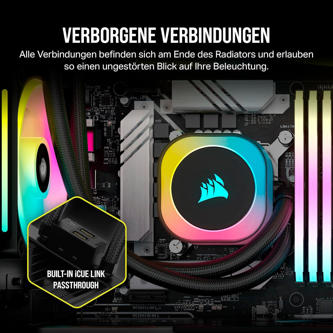 CORSAIR iCUE LINK H100i RGB Flüssig-CPU-Kühler - 240mm AIO - QX120 RGB-Lüfter - Passend Für Intel® L