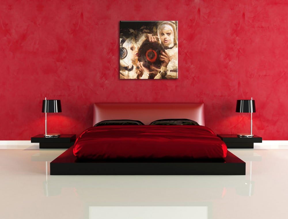 Pixxprint Mysteriöse DJ Frauen Pinsel Effekt, Format: 70x70 auf Leinwand, 70x70