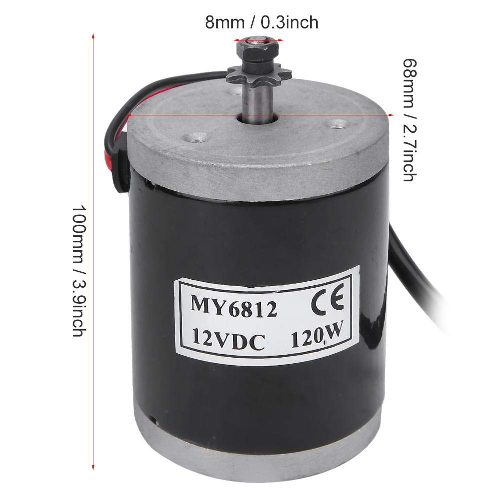 BOROCO Getriebemotor 12V,Elektrischer Fahrrad Dauermagnet DC Getriebemotor 120 W MY6812,Kleiner Elek