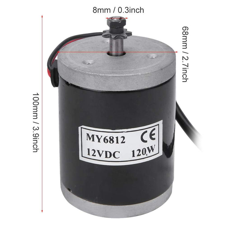 BOROCO Getriebemotor 12V,Elektrischer Fahrrad Dauermagnet DC Getriebemotor 120 W MY6812,Kleiner Elek