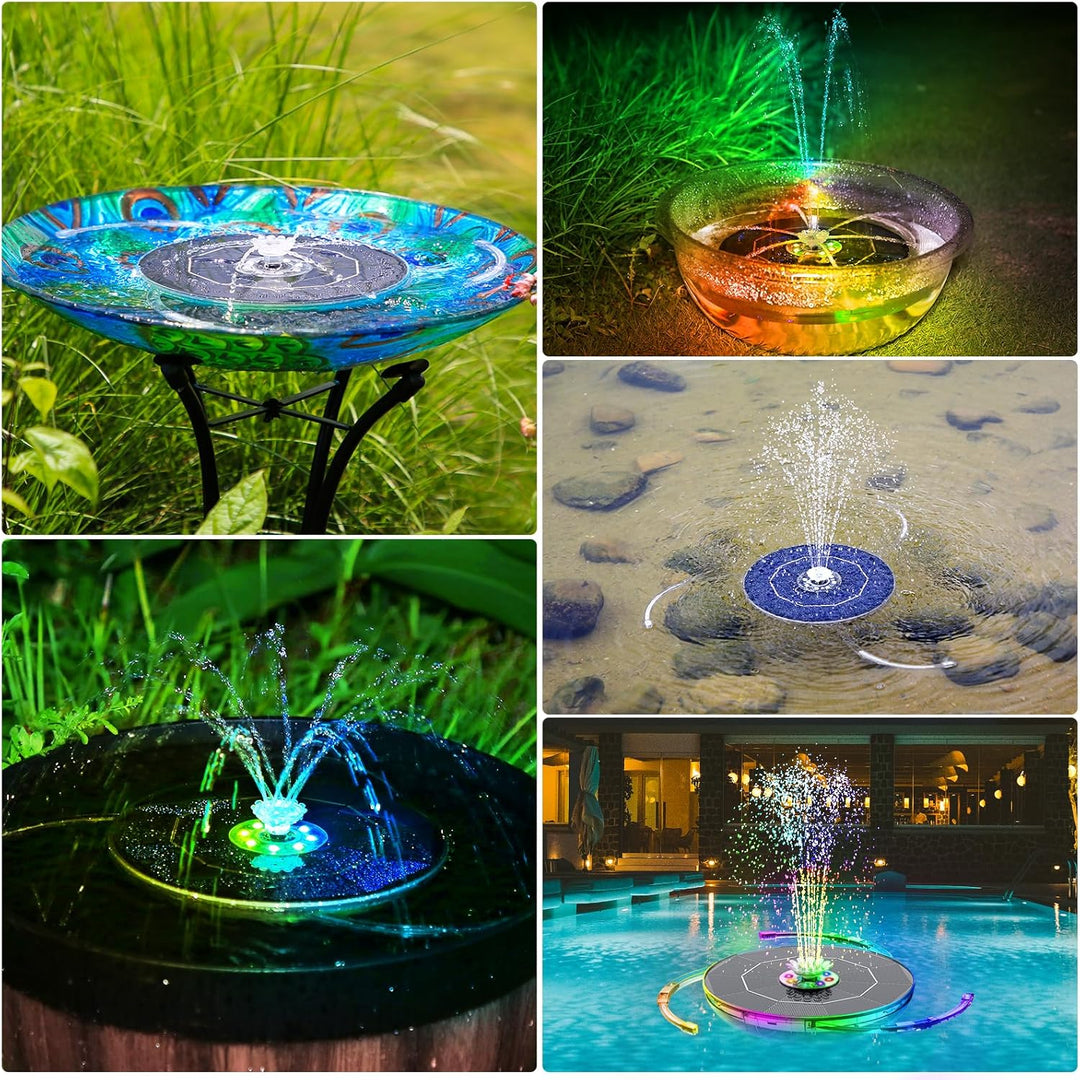 AISITIN 6,5W LED Solar Springbrunnen mit Verstellbare Stützstange, Buntes Solar Teichpumpe Eingebaut