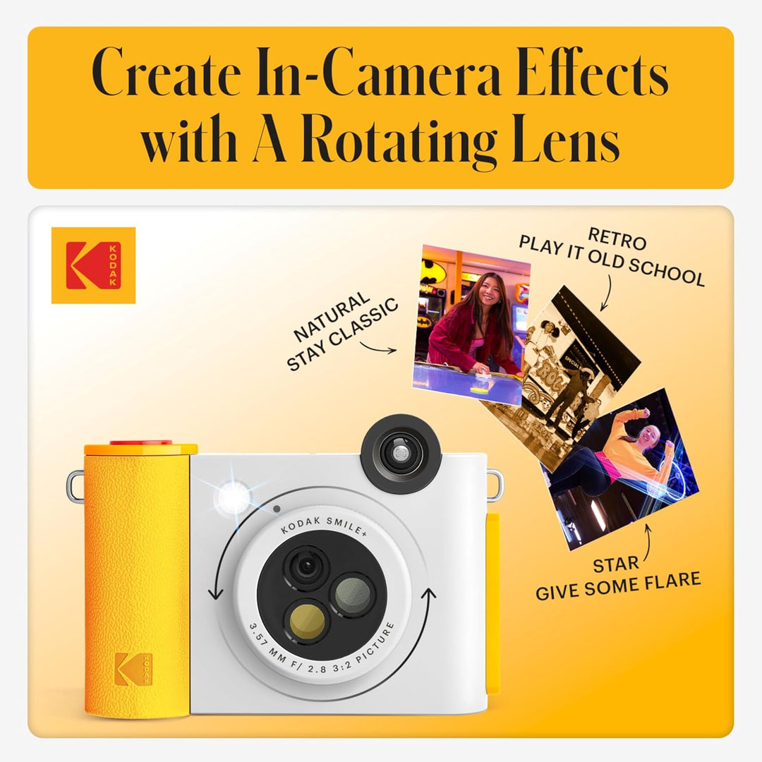 Kodak Smile+ 2-in-1 Digitale Sofortbildkamera & Bluetooth Fotodrucker Starterpaket + Tragetasche + Z