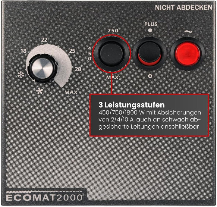 Ecomat 2000 Classic Plus | mobiler Heizlüfter | 230V | 450W / 750W / 1500W | Thermostat | Abschalt-A