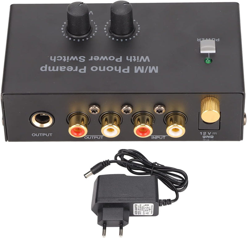 Phono-Vorverstärker für Plattenspieler-Vorverstärker, Phonographen-Vorverstärker mit DC 12V-Adapter,