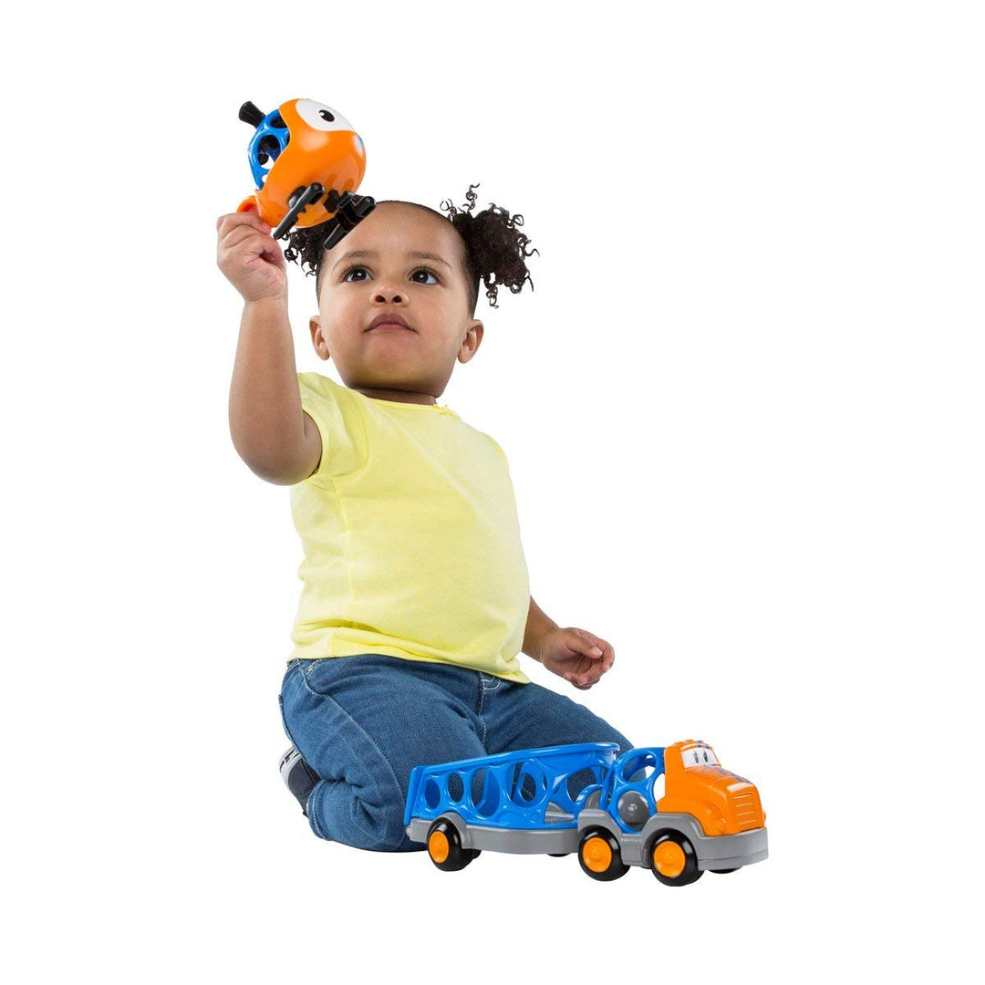 Bright Starts, Oball, Go Grippers, Spielzeug Truck, Anhänger und Helicopter Set, Truck, Anhänger und