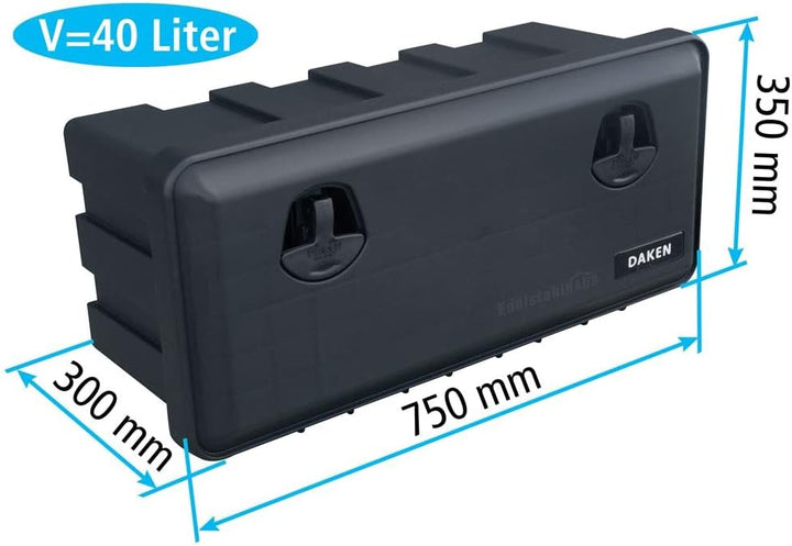 ARZER LKW Staukasten aus Kunststoff 750x350x300mm, 40 Liter, Edelstahlhaus Werkzeugkasten, Staubox,