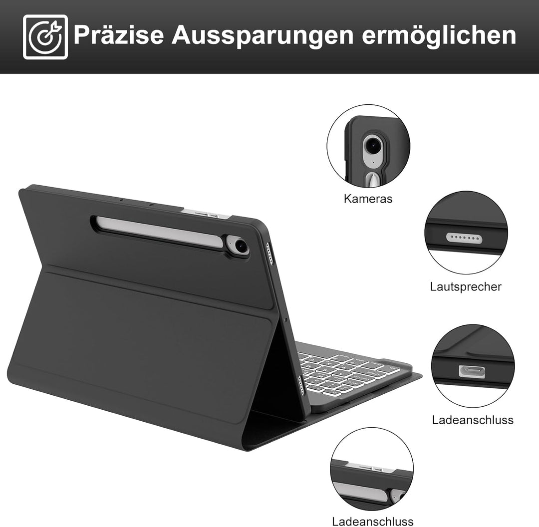 Samsung Galaxy Tab S9 FE Tastatur, Galaxy Tab S9 Hülle mit Tastatur, Samsung Tablet Tastatur für S9