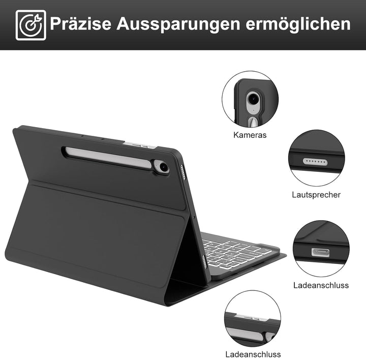 Samsung Galaxy Tab S9 FE Tastatur, Galaxy Tab S9 Hülle mit Tastatur, Samsung Tablet Tastatur für S9