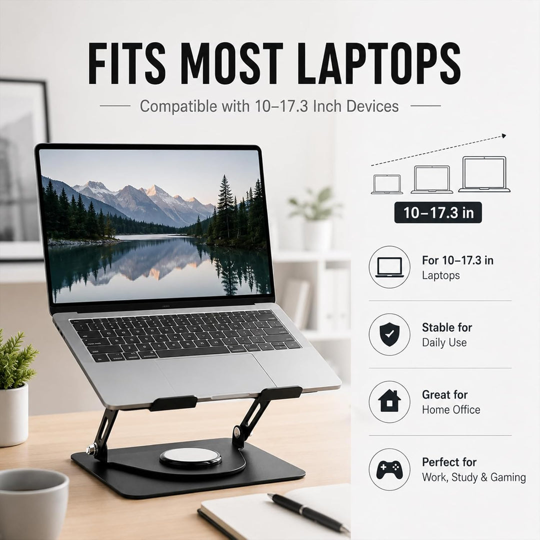Aicharynic Laptop Ständer mit RGB Laptop Kühler, 360° Schwenkbar, 8KG Tragkraft, Belüfteter Notebook