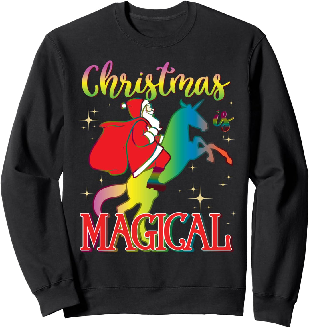 Weihnachten ist magische Weihnachtsmann-reitende Einhorn- Sweatshirt