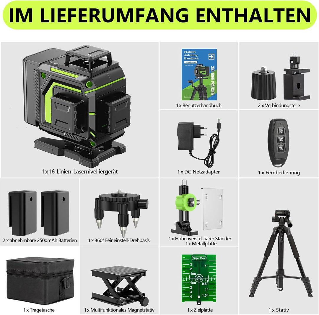 Kreuzlinienlaser 16 Linien Nivellierlaser mit Stativ OC3, OC3