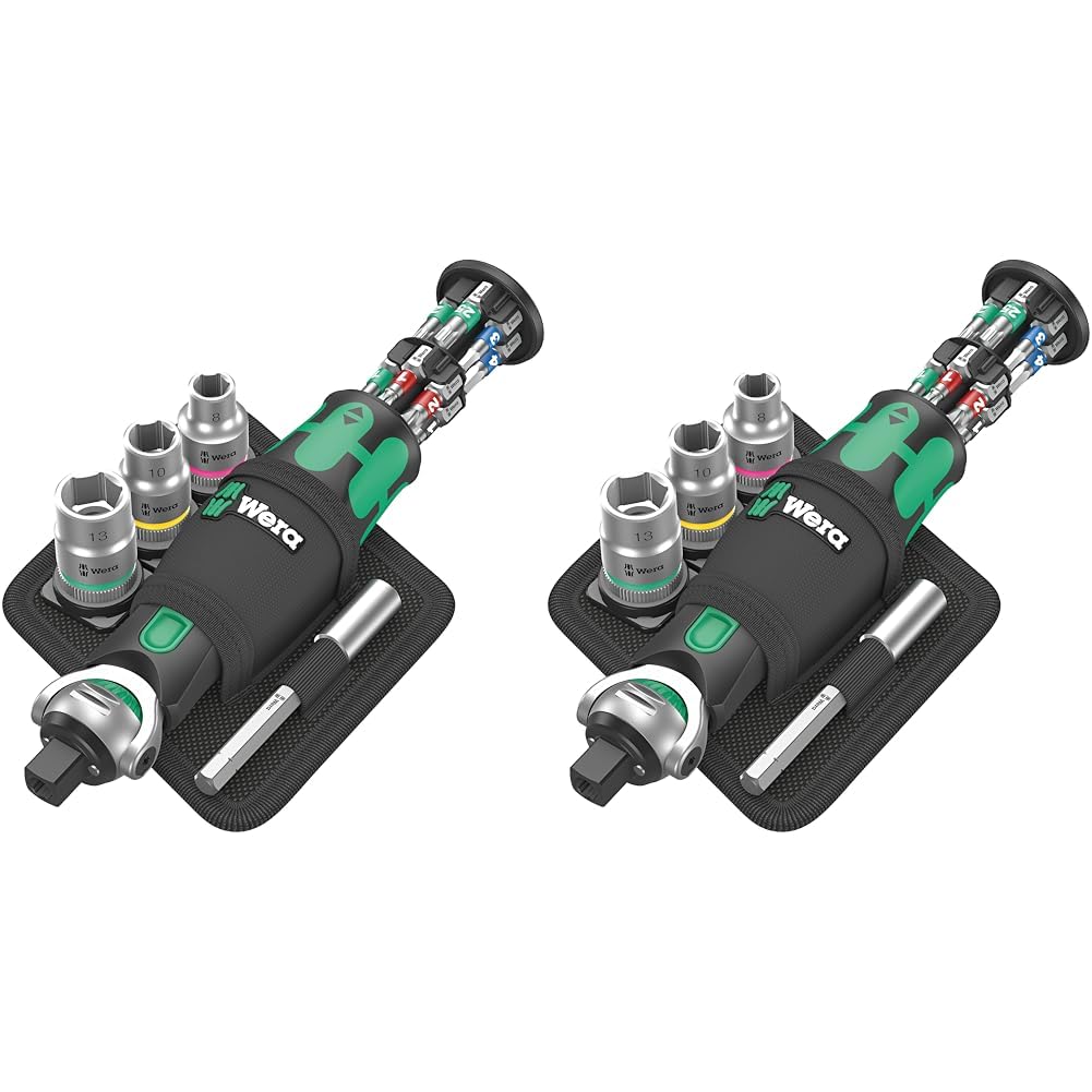 Wera 05004281001 8009 Zyklop Pocket Set 2, Knarren Satz, 17-teilig, Schwarz-grün (Packung mit 2) 800