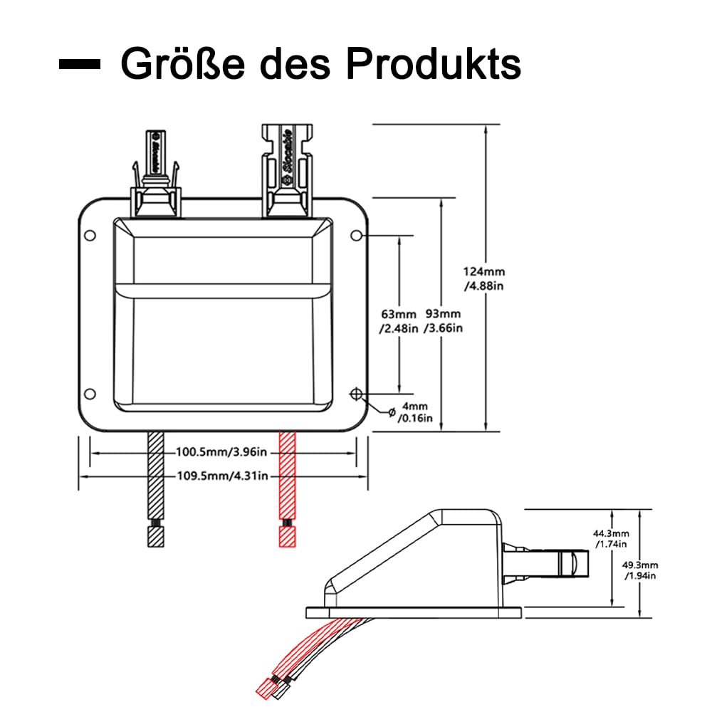 Sayhome Dachdurchführung Solar, Double Solar Kabeleinführung Gehäuse mit 0.33ft 10awg, für Wohnmobil