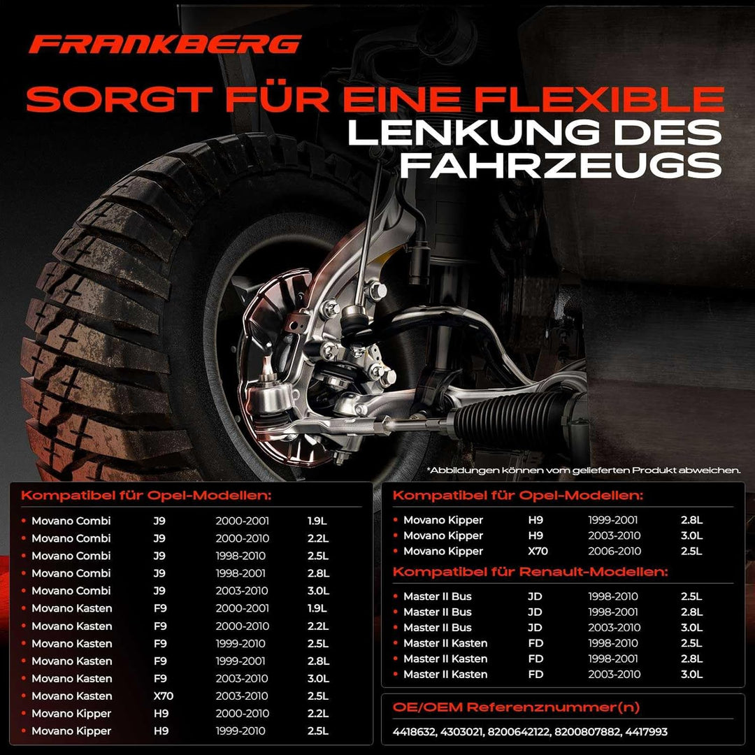Frankberg Achsschenkel Radlagergehäuse komplett Vorne Links Kompatibel mit Movano Combi J9 1.9L-3.0L