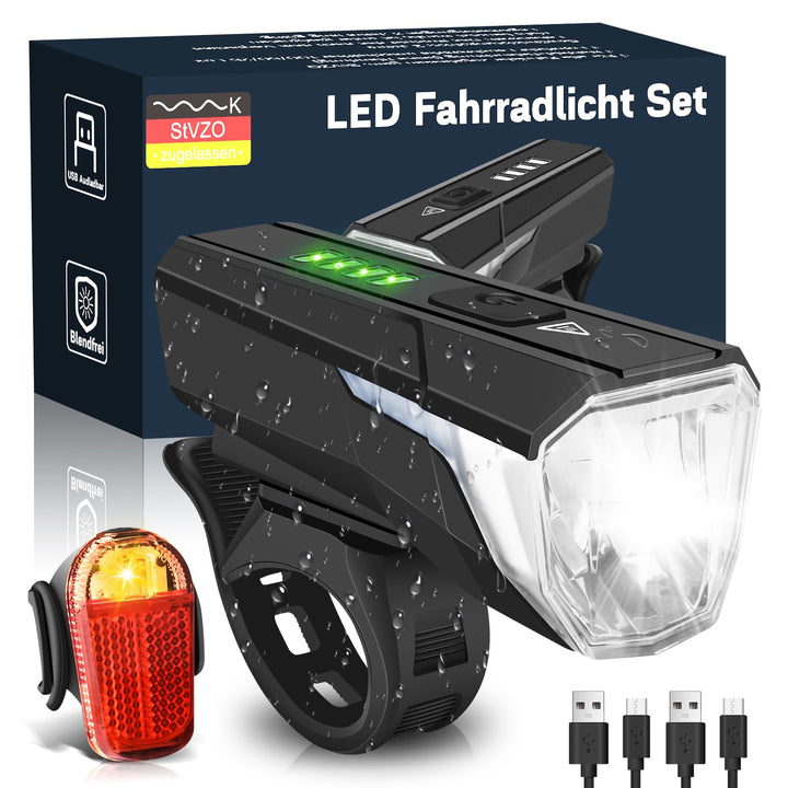 Gindoly LED Fahrradlicht Set, 100 LUX Fahrradlicht,2000mAH USB Aufladbar Fahrrad Licht, IPX4 Wasserd
