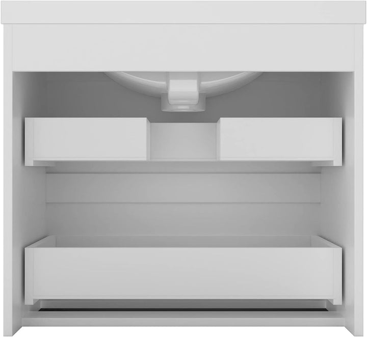 Aica Sanitär Waschtisch mit Unterschrank 60 cm Badmöbel Set mit Waschbecken Mineralguss Gäste WC Wei