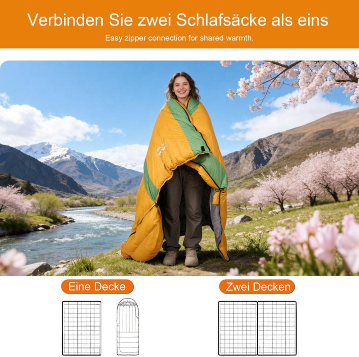 Daunen Deckenschlafsack, Leichter Kleiner Kompakt Schlafsack für Alle Jahreszeiten Camping, Wandern