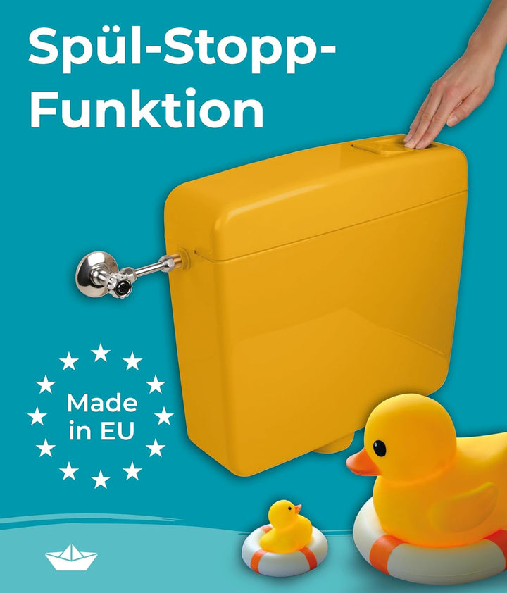 Calmwaters® Spülkasten Curry mit Spül-Stopp-Funktion, 6-9 Liter Spülmenge, Aufputzspülkasten WC schm
