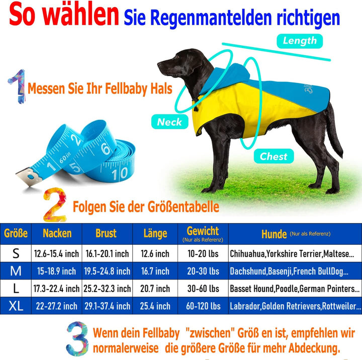 Regenjacke Hund DQGHQME Hunderegenmantel, Regenmantel Hund Wasserdicht, Einstellbare Regencape Hund,