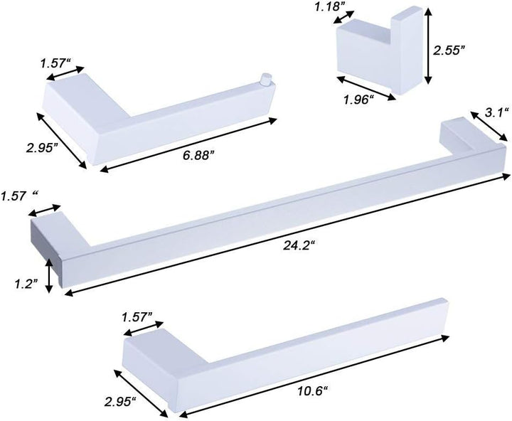 Edelstahl Badezimmer-Set, 4-teilig mit Bademantelhaken, WC-PapierHalter, Handtuchring,Badetuchhalter