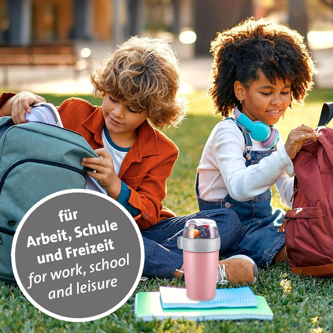 Westmark Müslibecher/Lunchpot Set – 2 auslaufsichere Fächer: 200 ml +500 ml, 2 Ersatzdichtungsringe,