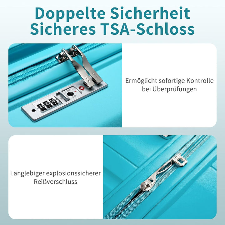 KONO Mittelgrosser Reisekoffer, Robuster Hartschalenkoffer mit TSA-Schloss | 360° Doppelrollen und Y