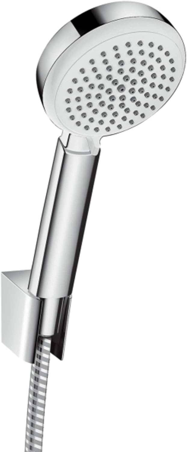 hansgrohe Duschsystem (Duschkopf, Schlauch, Halter, Crometta 100 Regendusche, 4 Strahlarten) Weiss/C