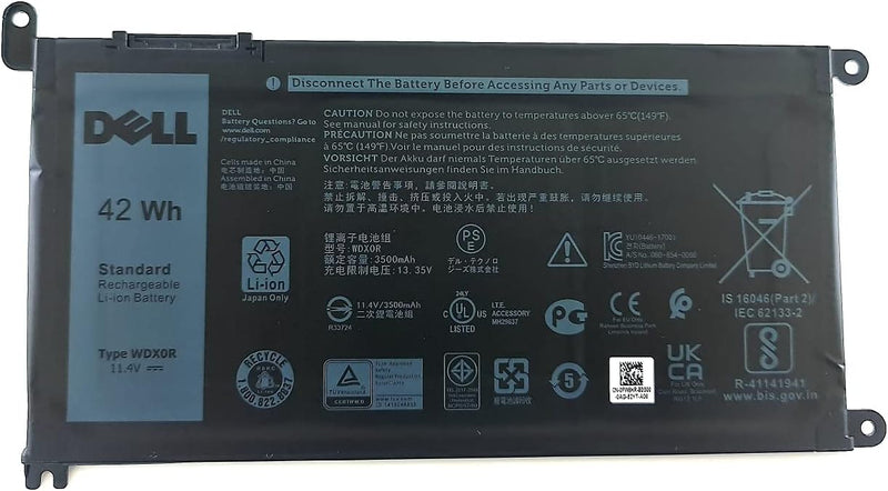 Dell EMC Dell Laptop-Akku Li-Ion 3 Zellen 42 Wh mAh 3500 11,4 V Typ WDX0R Indexe: 42WH Y3F7Y T2JX4 3