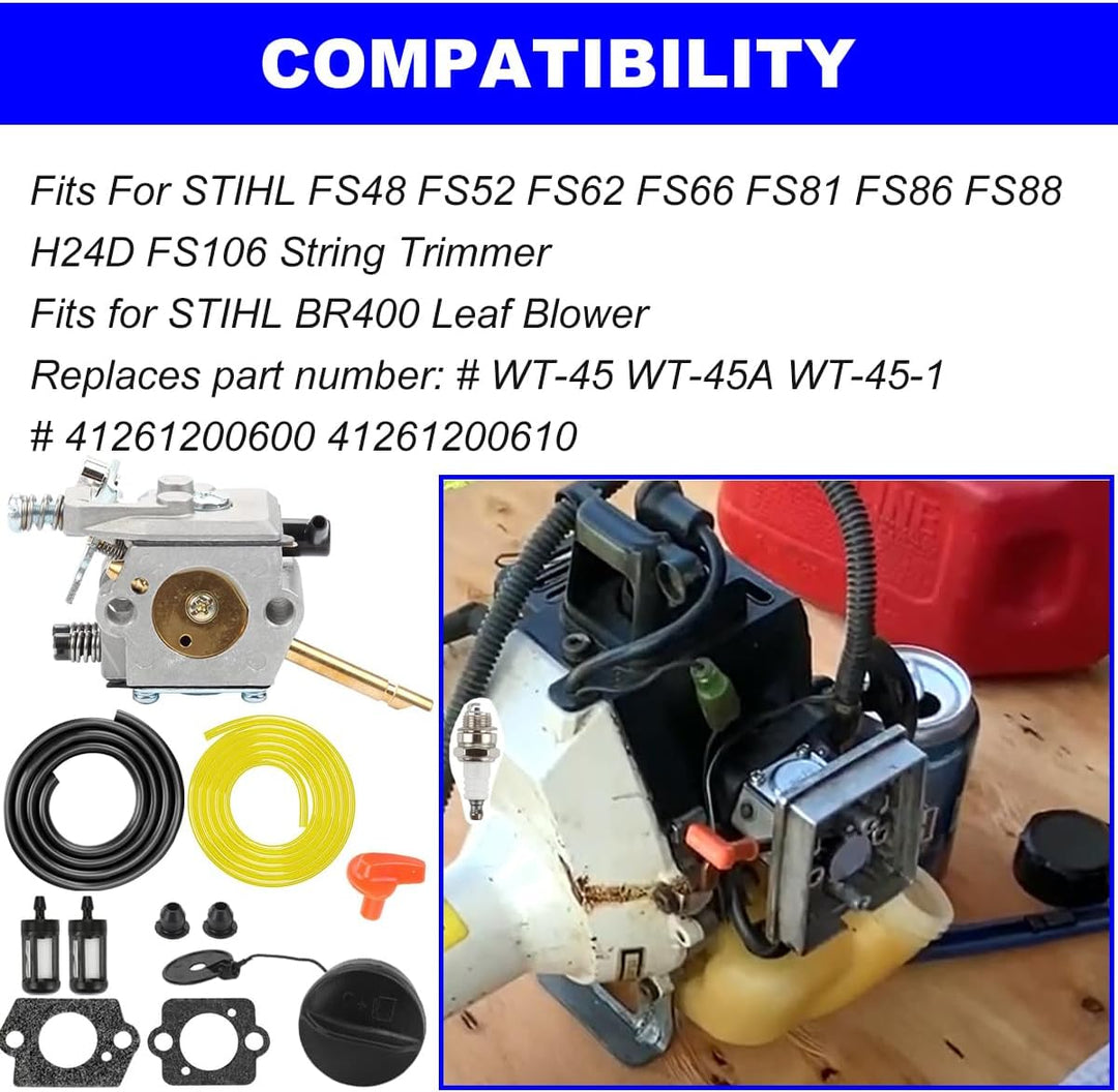 FS66 WT-45 Vergaser für Stihl FS86 FS48 FS52 FS56 FS62 FS81 FS106 Freischneider Rasentrimmer ersetzt