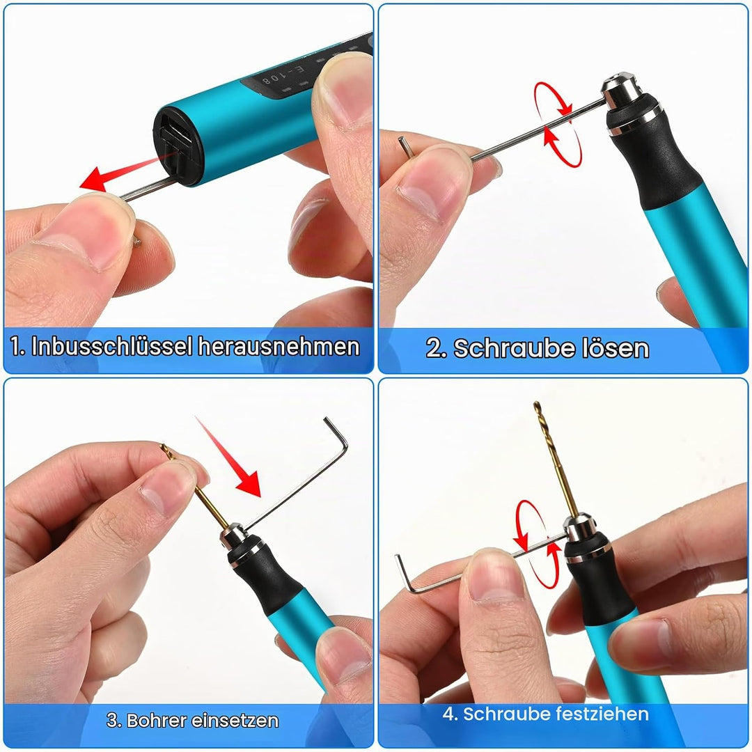 Mini Electric Hand Drill, 3-Speed Electric Mini Drill Pen, Rechargeable DIY Hand Drill Electric, Min