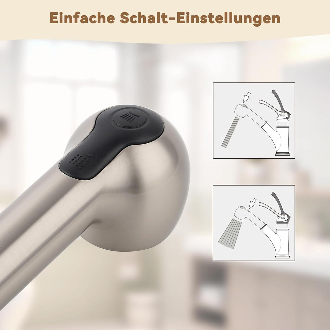 Hibbent Brausekopf Küchenarmatur, Geschirrbrause Ersatzkopf 2 Strahlarten, Badezimmer Wasserhahn Kop
