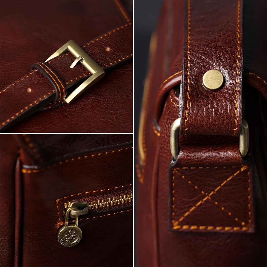 Time Resistance Leder Umhängetasche Herren - Messenger Bags - Arbeitstasche Herren - Elegante Aktent