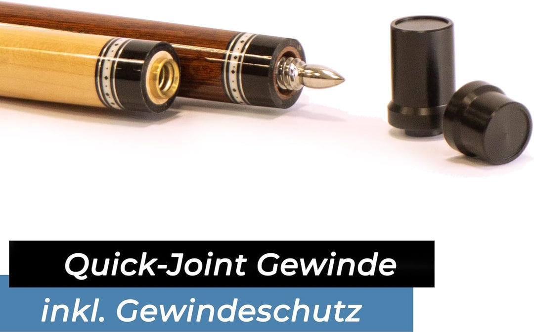 Robertson Billardqueue, R-Serie, Poolbillard Cue, 12,75‘ Mehrschicht Profi-Tip, Leinenband, Quick-Jo