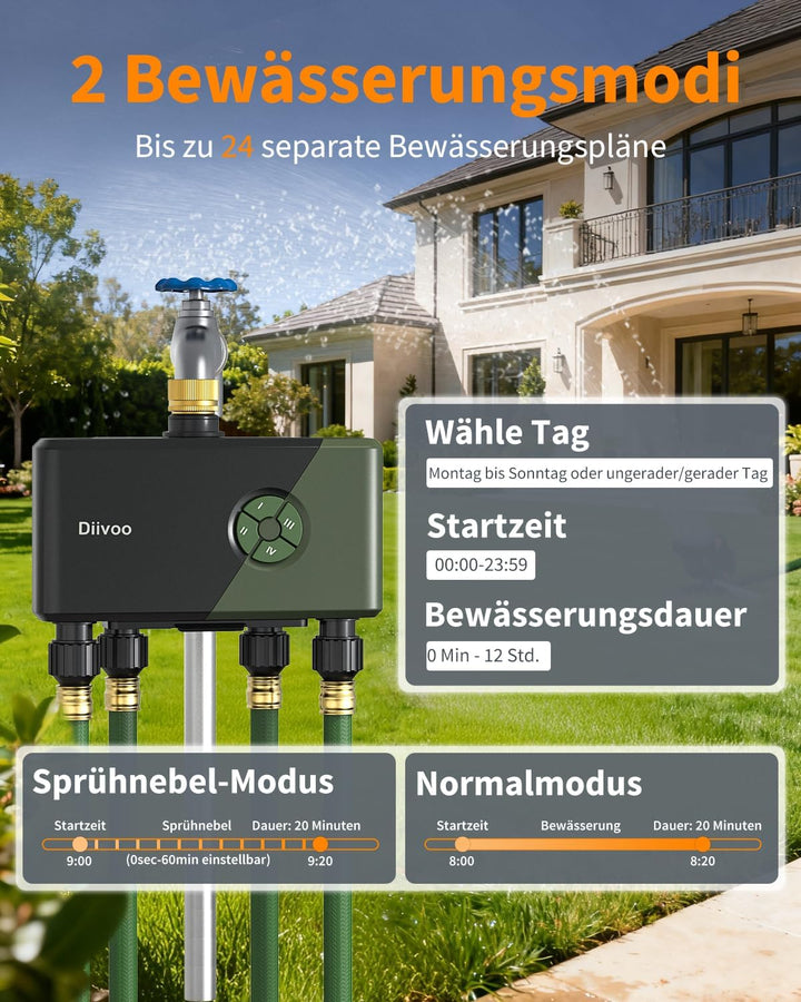 Diivoo Bewässerungscomputer mit 60M RFID-Technologie WLAN Zeitschaltuhren Automatische Bewässerung 4