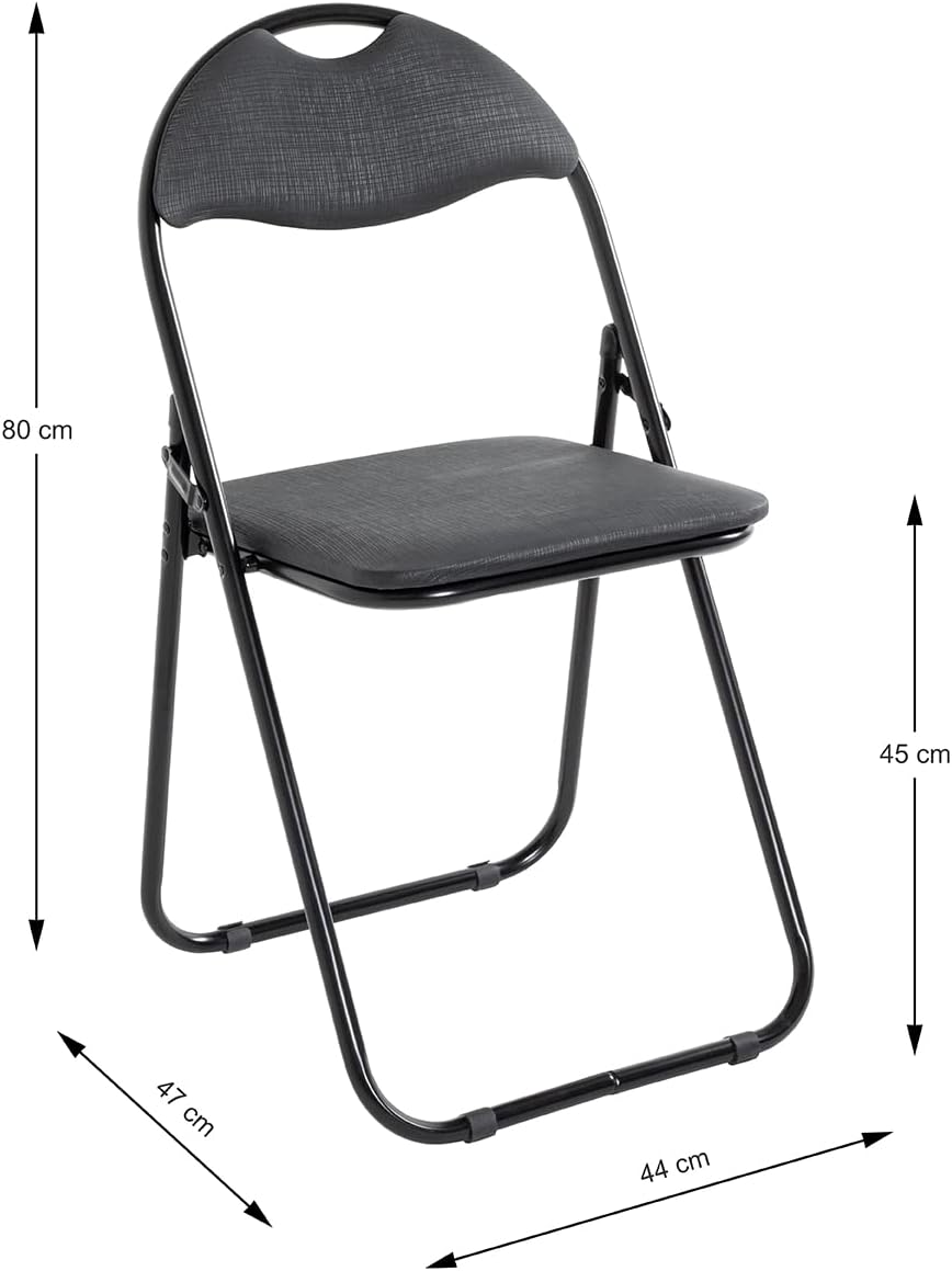 HAKU Möbel Klappstuhl 6er Set, Rücken gepolstert, schwarz, B 44 x T 47 x H 80 cm