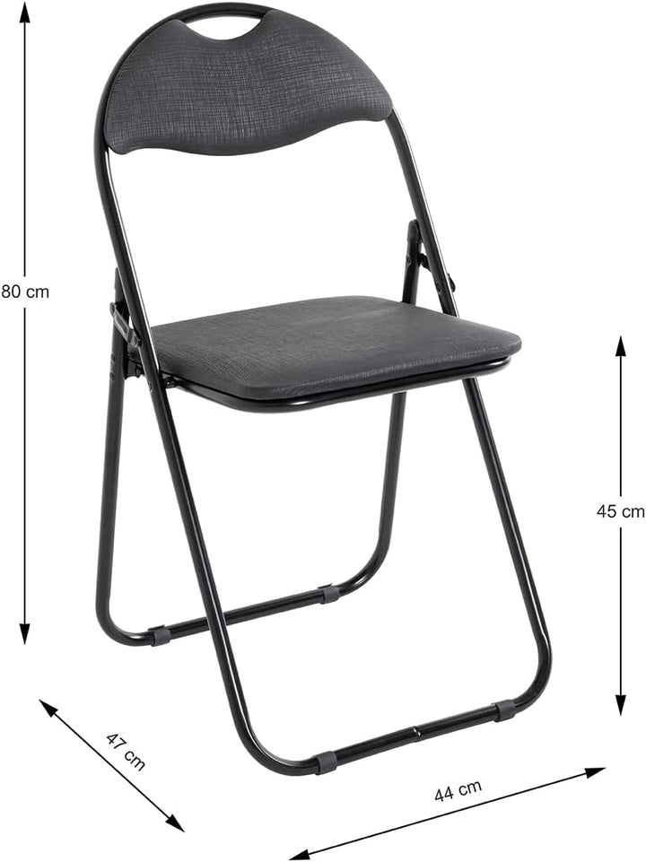 HAKU Möbel Klappstuhl 6er Set, Rücken gepolstert, schwarz, B 44 x T 47 x H 80 cm