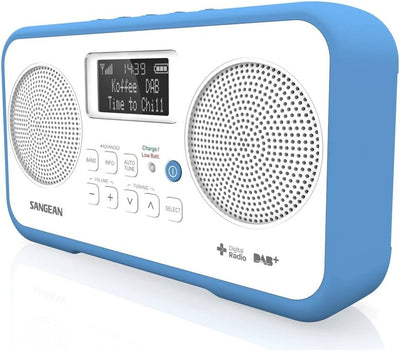 Sangean DPR-77 tragbares DAB+ Digitalradio (UKW-Tuner, Batterie-/Netzbetrieb) weiss/blau, weiss/blau