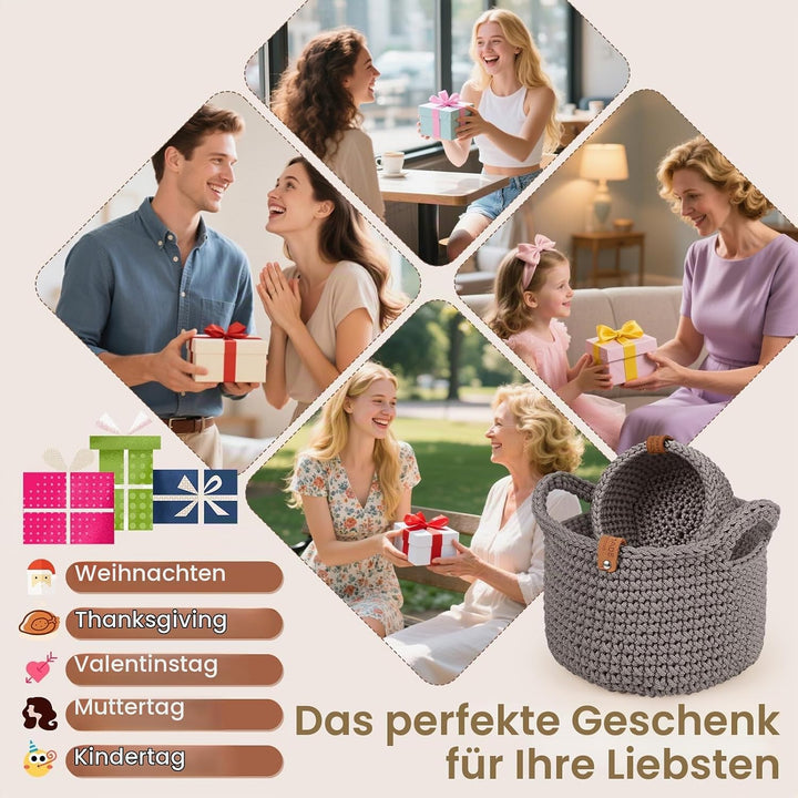 Aeelike 2Pcs Rund Häkelkorb Häkelset für Anfänger, Starter Häkelset mit Häkelnadeln 4,5mm 4,0mm, 4 H