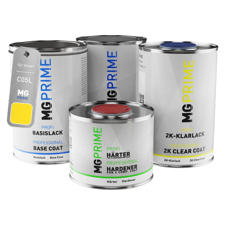 MG PRIME Autolack Dose Set für Smart C05L / EA3 Hello Yellow Grundlack Basislack 2K Klarlack Härter