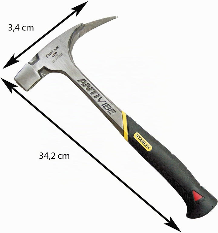 Stanley FatMax Antivibe Latthammer (600 g Kopfgewicht, 340 mm Länge, ergonomischer DynaGrip-Griff, v