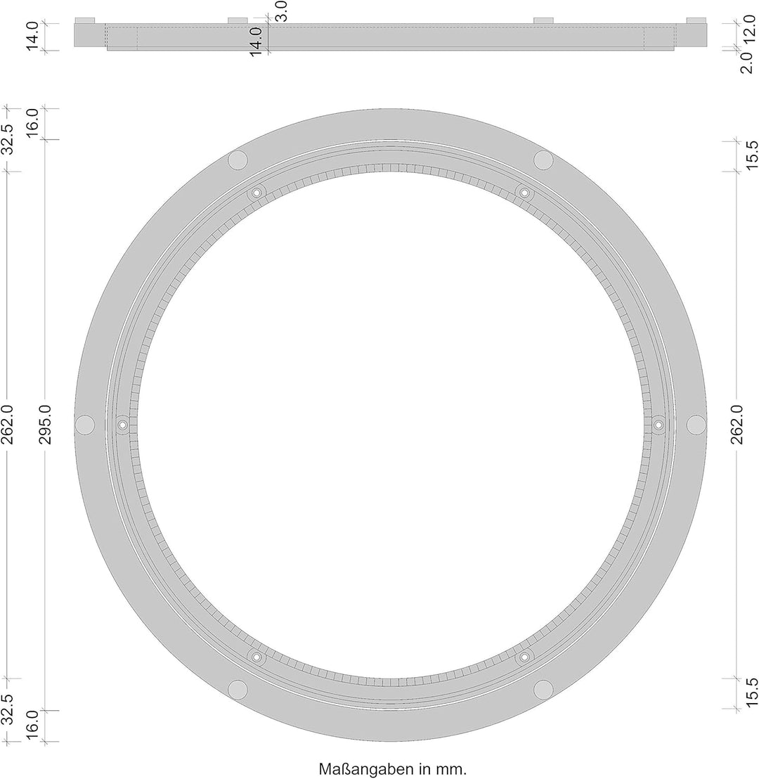Gedotec Schwerlast-Drehbeschlag 360° Drehscheibe drehbar Ø 320 mm | Drehteller Stahl silber | Druckk