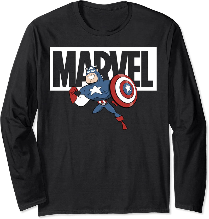 Marvel Avengers Captain America Logo Doodle Langarmshirt