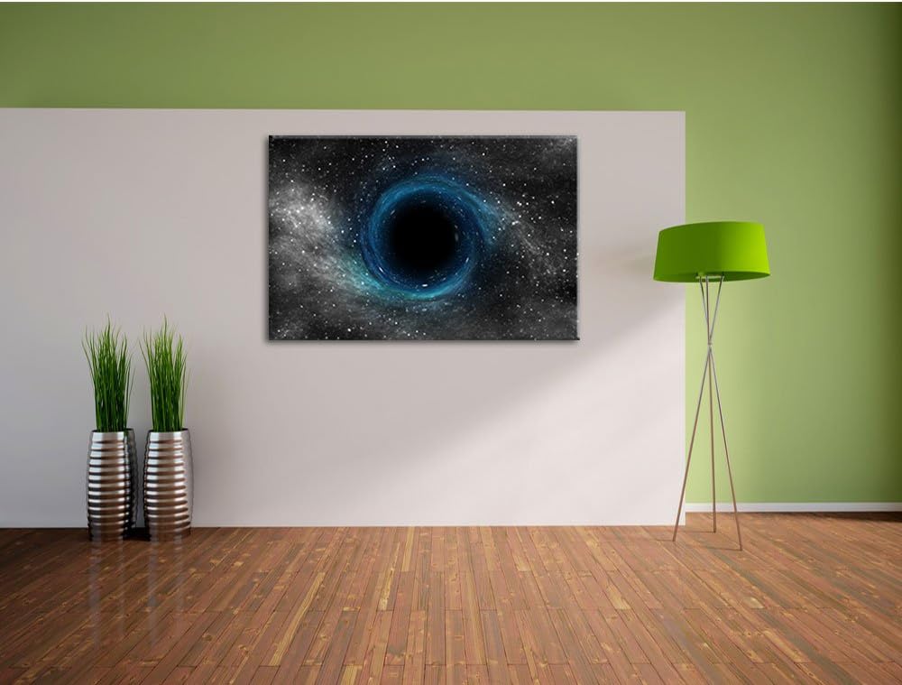 Pixxprint Schwarzes Loch im Weltall als Leinwandbild/Grösse: 100x70 cm/Wandbild/Kunstdruck/fertig be