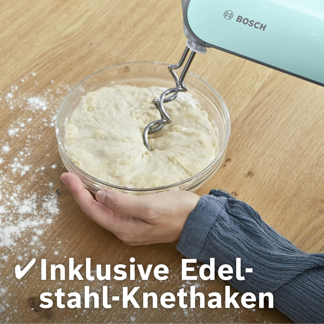 Bosch Handrührer Styline MFQ40302, 2 Rührbesen, 2 Edelstahl-Knethaken, spülmaschinengeeignet, 5 Stuf