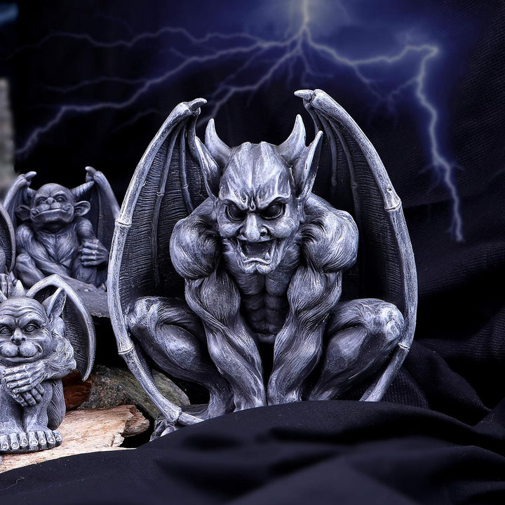Nemesis Now Dark Black Grotesque Figurine Adalward Dekofigur, groteske Gargoyle, Dunkelschwarz, Schw