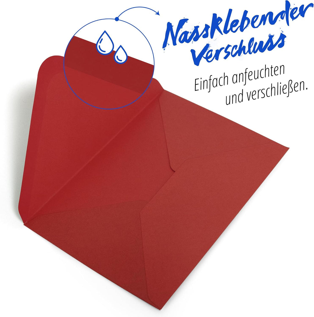Briefumschläge (100 Stück) aus Papier, Kuvert, Umschlag ohne Fenster - DIN C6-162 x 114 mm - rot Cri