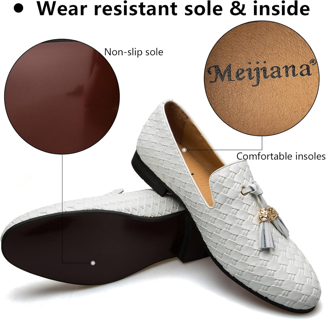 MEIJIANA Herren-Mokassins Business Schuhe Herren Schuhe Mokassins Slipper Herren 41 EU Weiss 04, 44