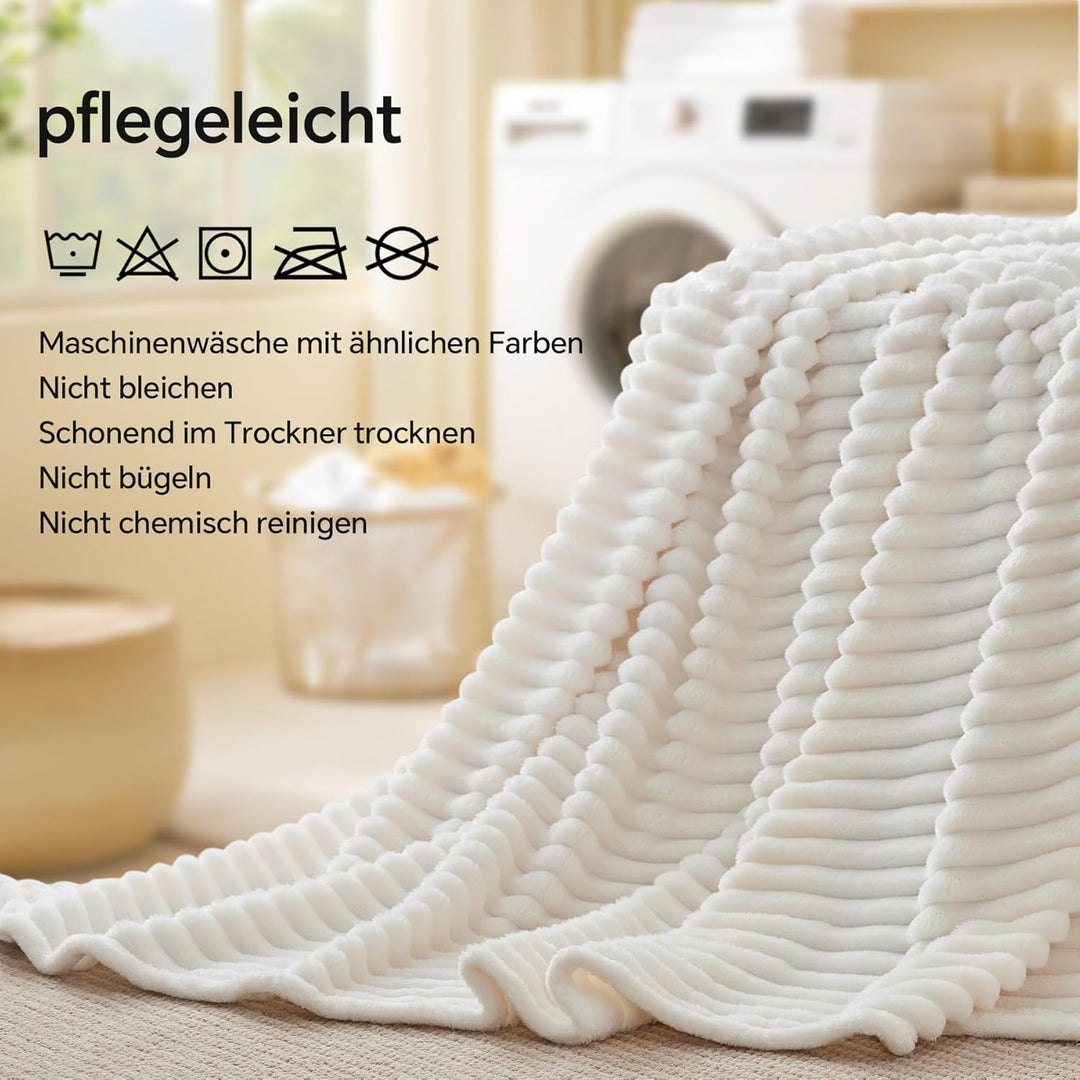 BEDELITE Fleece-Überwurfdecke für Couch–300 g/m², weiche warme Flauschige Kingsize-Decke, dekorative