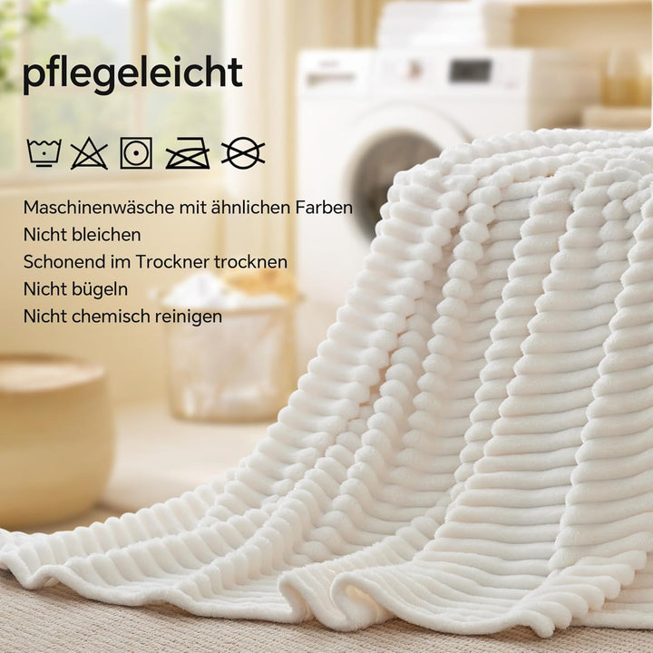 BEDELITE Fleece-Überwurfdecke für Couch–300 g/m², weiche warme Flauschige Kingsize-Decke, dekorative